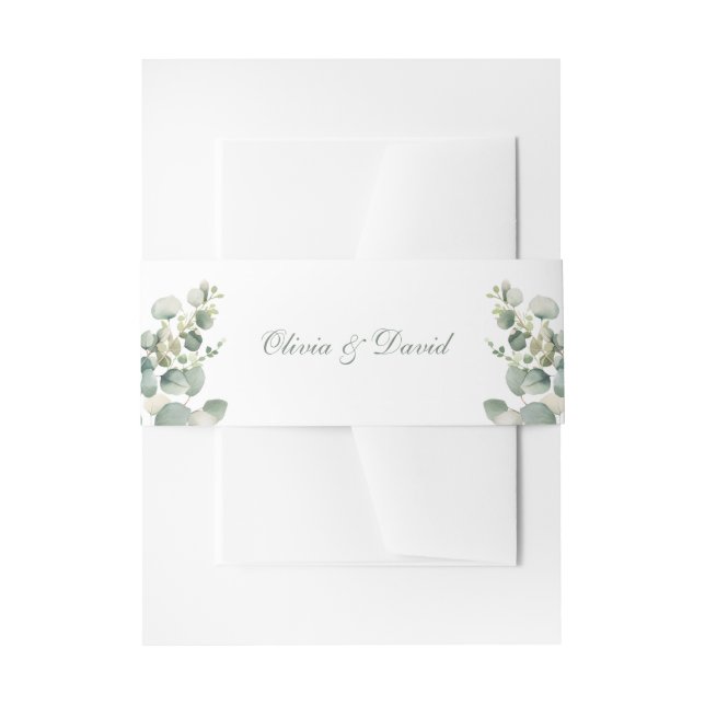 Bandeau De Faire-part Mariage vert moderne Eucalyptus (Devant example)