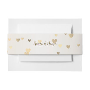 Bandeau De Faire-part Mariée d'hiver rose Golden Shiny Hearts