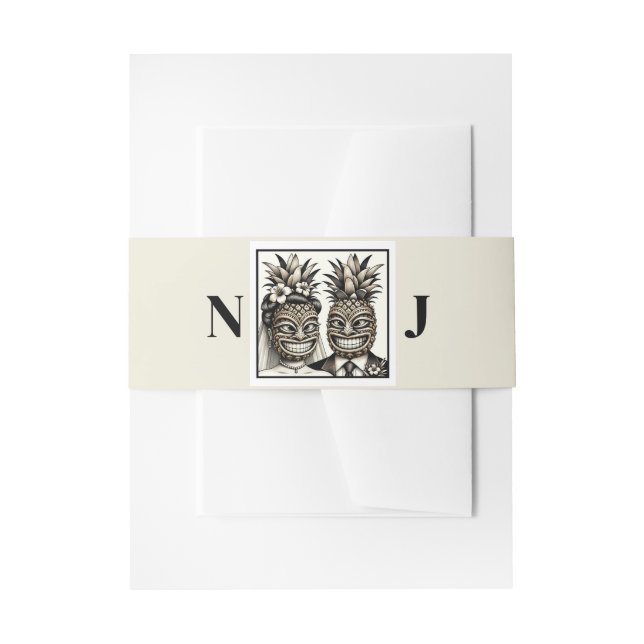 Bandeau De Faire-part Mariée et chambre Aloha Pineapple Tiki Mariage (Devant example)