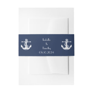 Bandeau De Faire-part Marine Ancre Bleue Nautique Côte Élégante Mariage