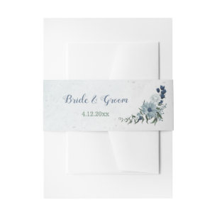 Bandeau De Faire-part marine blanche romantique & mariage de fleurs bleu