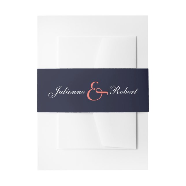 Bandeau De Faire-part Marine Blue Coral Mariage Invitations Belly Bandes (Devant example)