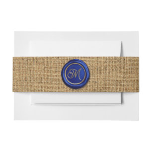 Bandeau De Faire-part Marine Blue & Gold Monogram Cire Sceau Rustique Bu