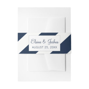 Bandeau De Faire-part Marine Blue Modern Wedding invite belly band