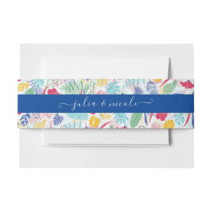 Bandeau De Faire-part Marine Blue Rose Wild Rain Forest Mariage À feuill