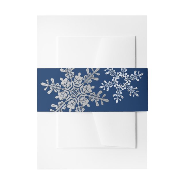 Bandeau De Faire-part Marine Blue Silver Grey Snowflake Hiver Mariage (Devant example)