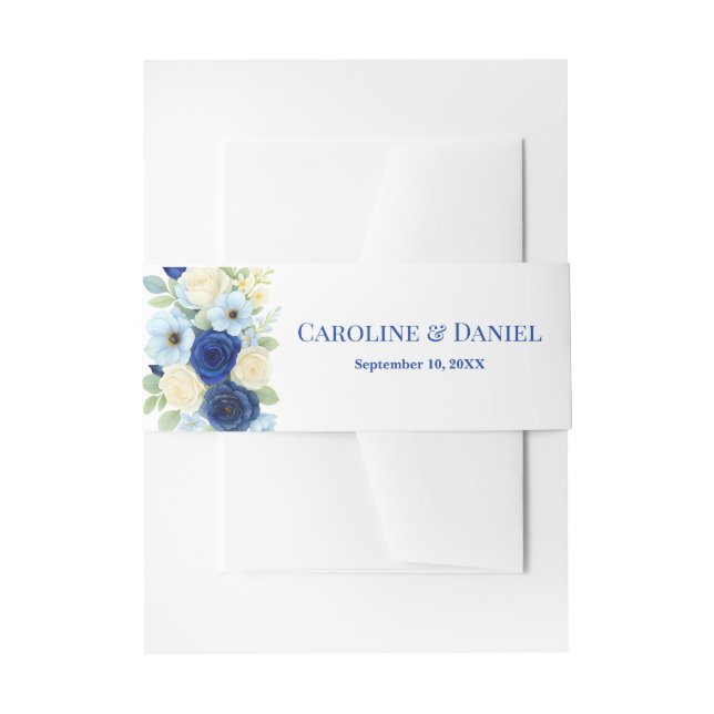 Bandeau De Faire-part Marine Royal Bue Mariage Aquarelle couleur ivoire  (Devant example)