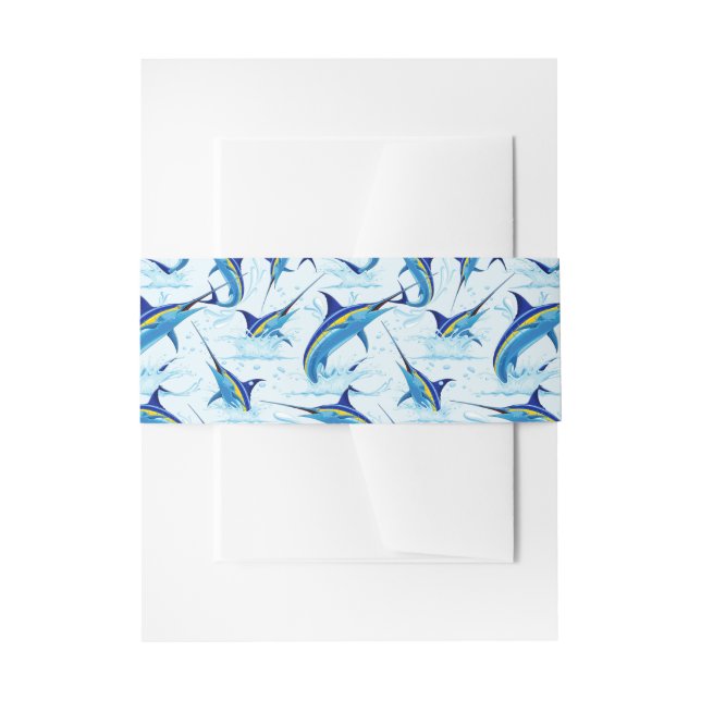 Bandeau De Faire-part Marlin Bleu Jaillissant de l'Océan (Devant example)