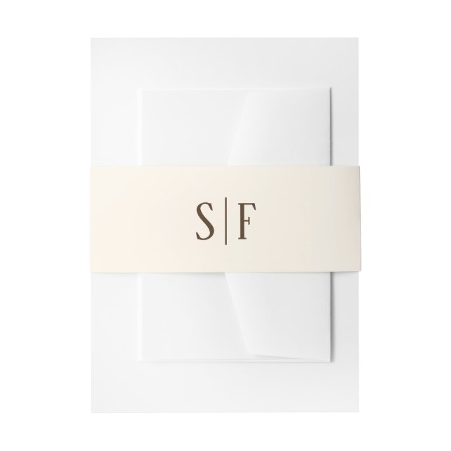Bandeau De Faire-part Marron Beige Élégant Monogramme (Devant example)
