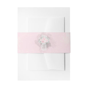Bandeau De Faire-part Mason Jar Mariage floral rose et blanc