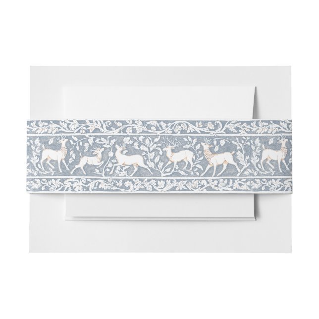 Bandeau De Faire-part Medieval Fantasy Deer Blue Gold Etching Wedding (Devant Example)