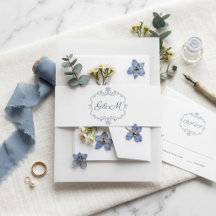 Minimal Crest Initias Bleu Royal Floral Vintage