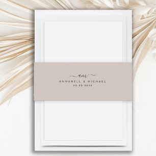 Bandeau De Faire-part Minimal, Monogramme, Police d'écriture manuscrite,