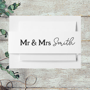 Bandeau De Faire-part Minimal Mr & Mrs Invitation Belly Band