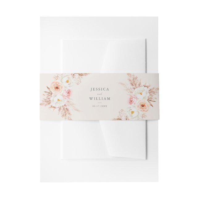 Bandeau De Faire-part Minimalist Boho Fall Floral Wedding (Devant example)