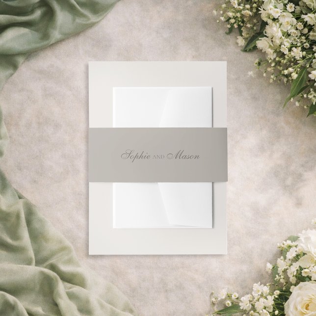 Bandeau De Faire-part Minimalist Taupe Wedding (Créateur téléchargé)