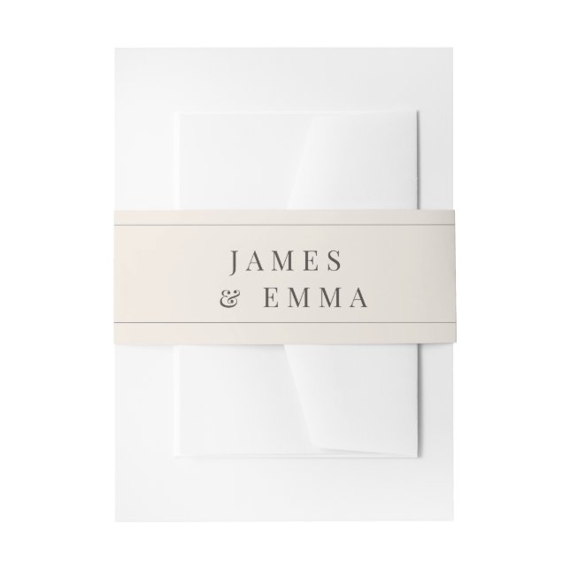 Bandeau De Faire-part Minimalist Typography Wedding | Soft Beige (Devant example)