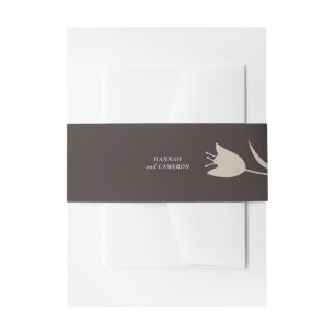 Bandeau De Faire-part Minimaliste Moderne Greige & Espresso Floral 