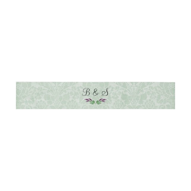 Bandeau De Faire-part Mint Green Damask Invitation Belly Band (Plat)
