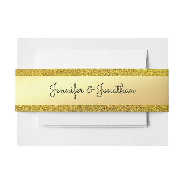 Bandeau De Faire-part Modèle de paillettes dorées Texte de script manusc (Devant Example)