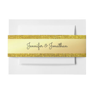 Bandeau De Faire-part Modèle de texte manuscrit avec paillettes dorées É