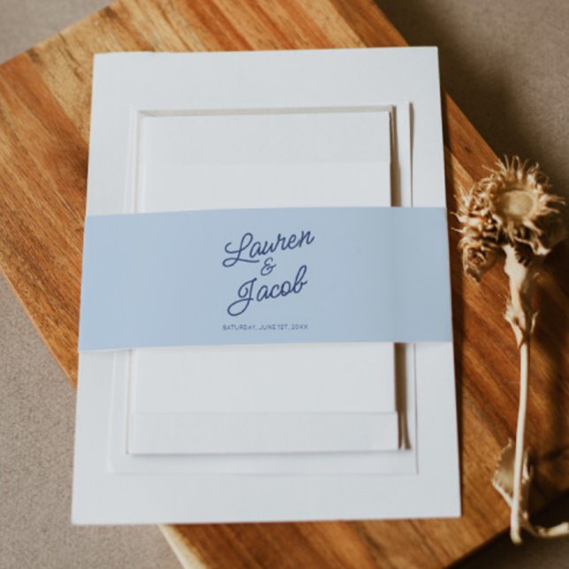 Bandeau De Faire-part Modern Minimal Minimalist Blue Wedding (Créateur téléchargé)