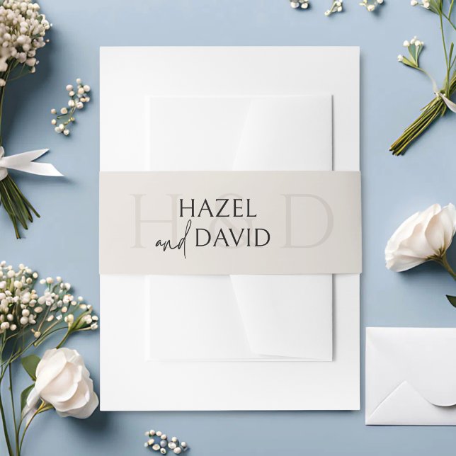 Bandeau De Faire-part Modern Minimalist Black and Ivory Monogram Wedding (Créateur téléchargé)