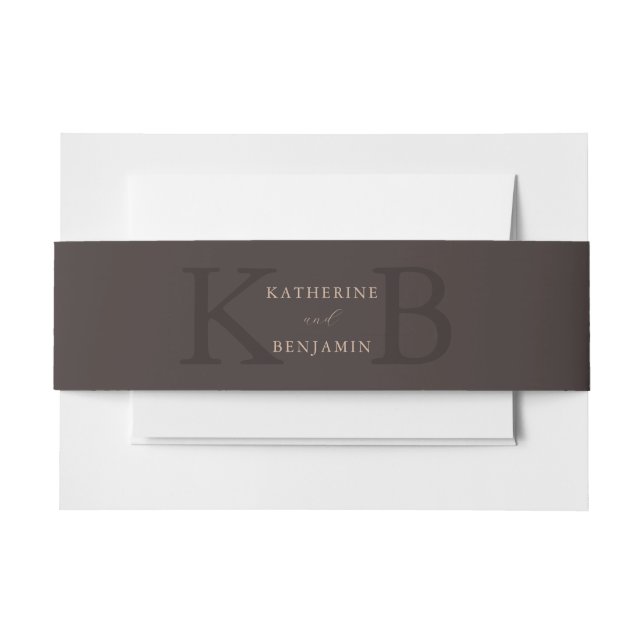 Bandeau De Faire-part Modern Minimalist Brown Monogram Wedding (Devant Example)