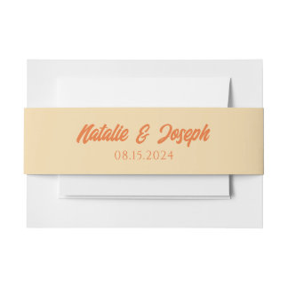 Bandeau De Faire-part Modern Orange Colorful Funky Fun Wedding