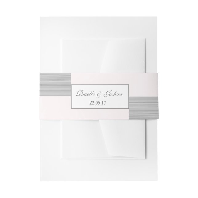 Bandeau De Faire-part Moderne chic rose clair blanc rayures gris mariage (Devant example)