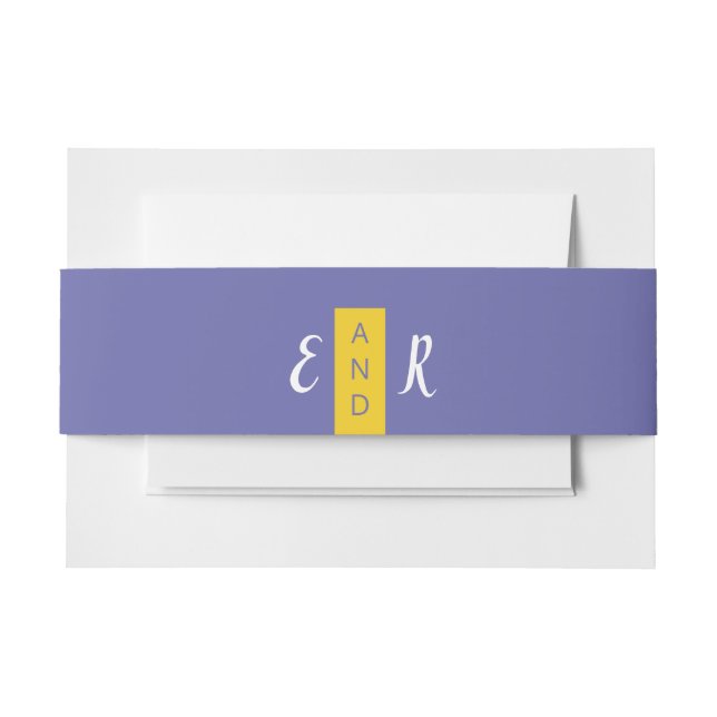 Bandeau De Faire-part Moderne Contemporain violet jaune mariage monogram (Devant Example)