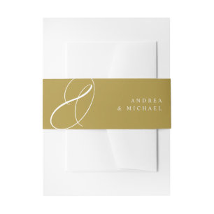 Bandeau De Faire-part Moderne Elegant or Calligraphie Mariage tourbillon