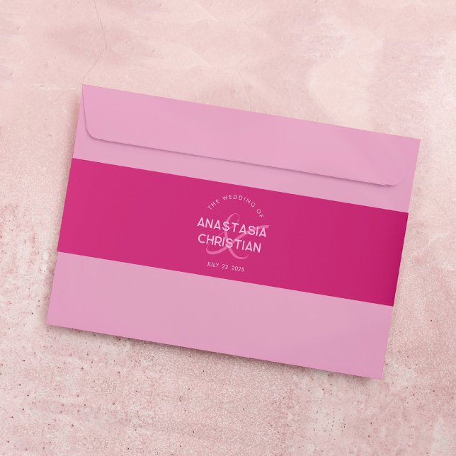 Bandeau De Faire-part Moderne et Gras Mariage Magenta (Créateur téléchargé)