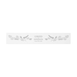 Bandeau De Faire-part Moderne Gris Foliage Invitation Bande de ventre