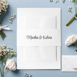 Bandeau De Faire-part Moderne Mariage Élégant en Écriture Blanc & Noir