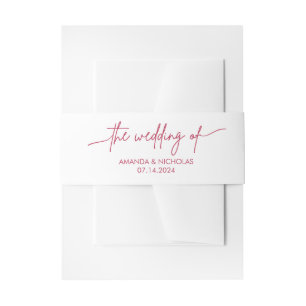 Bandeau De Faire-part Moderne minimaliste Magenta Rouge et Mariage blanc