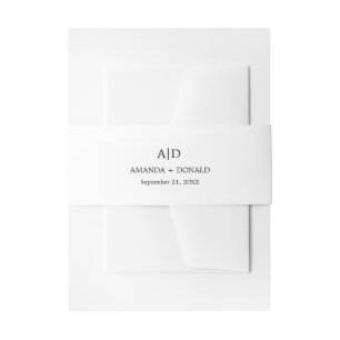 Bandeau De Faire-part Moderne minimaliste noir et blanc Mariage Monogram
