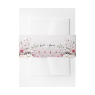 Bandeau De Faire-part Moderne rose blanc Floral Invitation Bande de vent