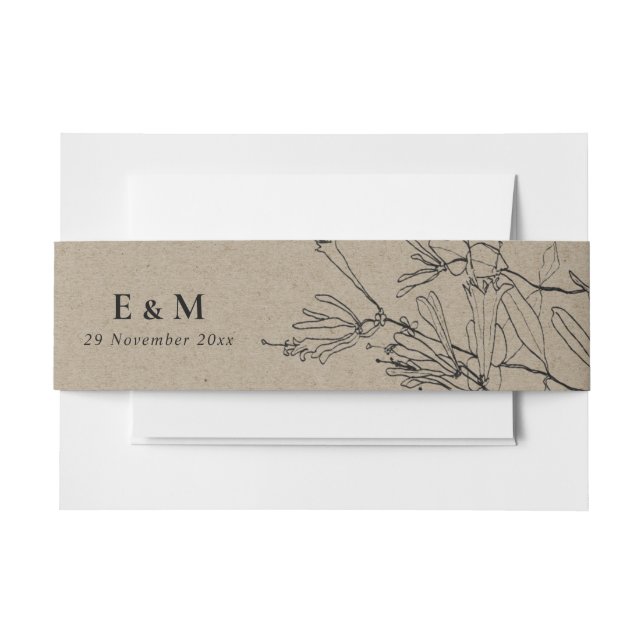 BANDEAU DE FAIRE-PART MODERNE RUSTIQUE LIGNE KRAFT DESSINER MARIAGE FLOR (Devant Example)