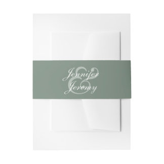 Bandeau De Faire-part Moderne Sage Green Élégant Mariage de script blanc