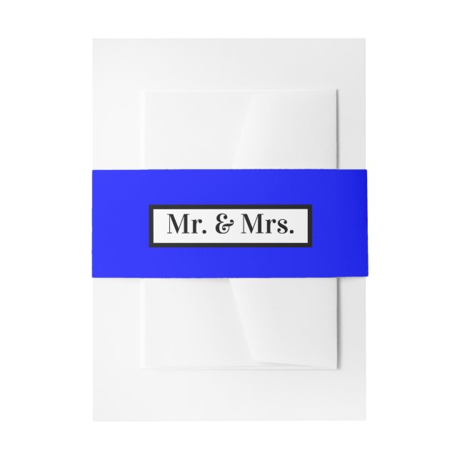 Bandeau De Faire-part Moderne Simple Rétro Bleu M. + Mme. (Devant example)