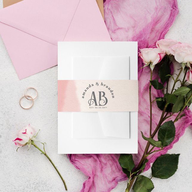 Bandeau De Faire-part Moins de Mariage de monogramme gras et de fleur (Créateur téléchargé)
