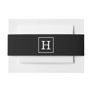 Bandeau De Faire-part Monograme de Black White Framed Initial