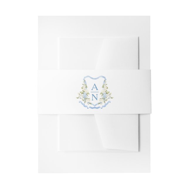 Bandeau De Faire-part Monogramme au blason d'hortensia bleu (Devant example)