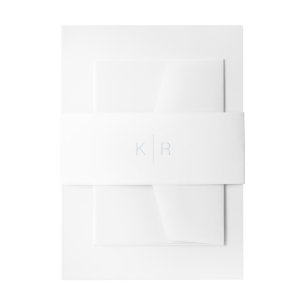 Bandeau De Faire-part Monogramme blanc et bleu foncé simple