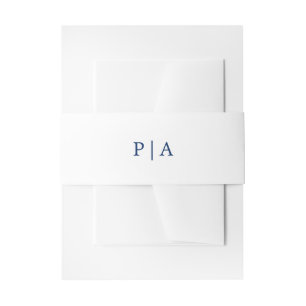Bandeau De Faire-part Monogramme bleu marine et blanc Mariage simple
