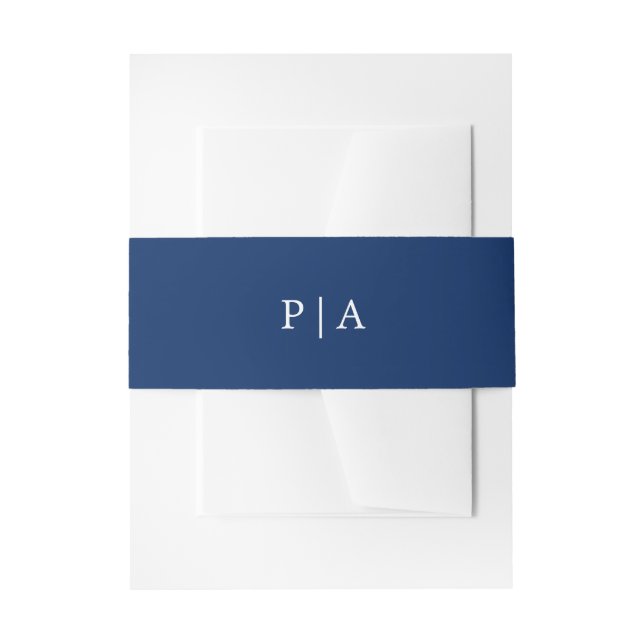 Bandeau De Faire-part Monogramme Bleu Marine Mariage Simple (Devant example)