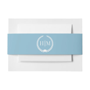 Bandeau De Faire-part Monogramme bleu surgelé minimaliste simple