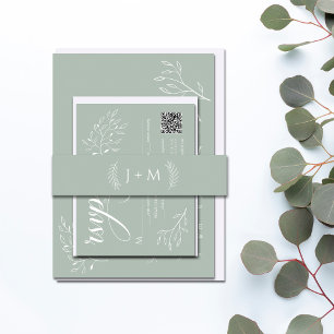 Bandeau De Faire-part Monogramme botanique vert de Boho Sage