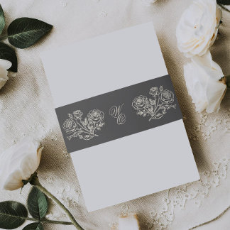 Bandeau De Faire-part Monogramme classique de charbon de bois Mariage of